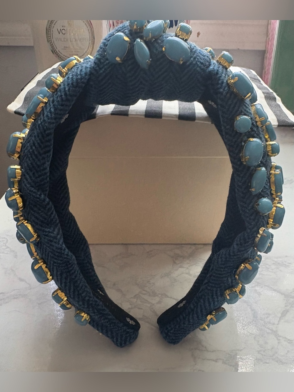Lele Sadoughi Midnight Tweed Pebble Knotted Headband